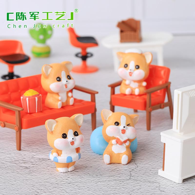 Tiểu cảnh chó Corgi đáng yêu resin trang trí chậu cây (ZC-668)