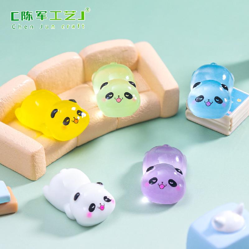 Phụ Kiện Tiểu Cảnh 微景观创意夜光趴趴小熊猫萌粒盲袋 DIY装饰品配件迷你桌面小摆件