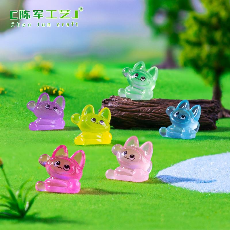 Phụ Kiện Tiểu Cảnh 跨境外贸微景观夜光呆呆小猫公仔萌粒 DIY装饰品挂配件迷你小摆件