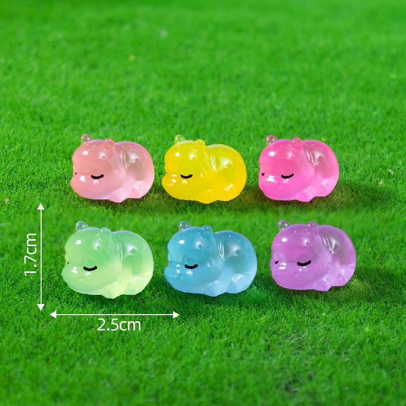 Tiểu cảnh cún & hà mã phát sáng DIY, phụ kiện tiểu cảnh mini treo bàn resin garden cute (ZC-1417)