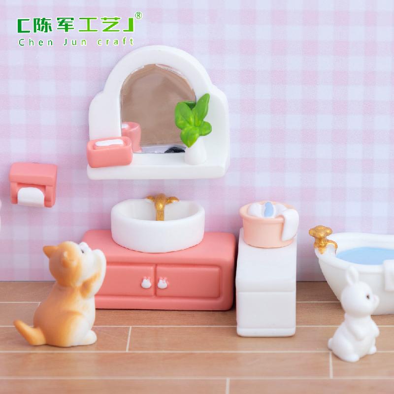Phụ Kiện Tiểu Cảnh 微景观创意可爱粉色浴室娃娃屋家具用品 diy装饰品配件迷你小摆件