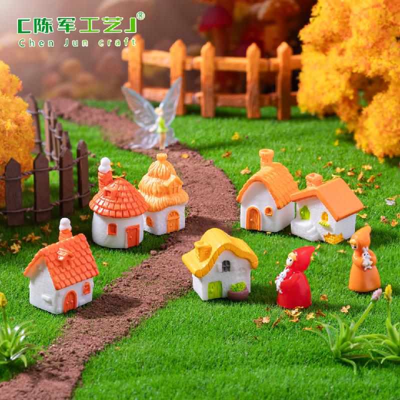 Phụ Kiện Tiểu Cảnh 微景观创意复古小房子乡村田野 造景DIY装饰品配件迷你微缩小摆件