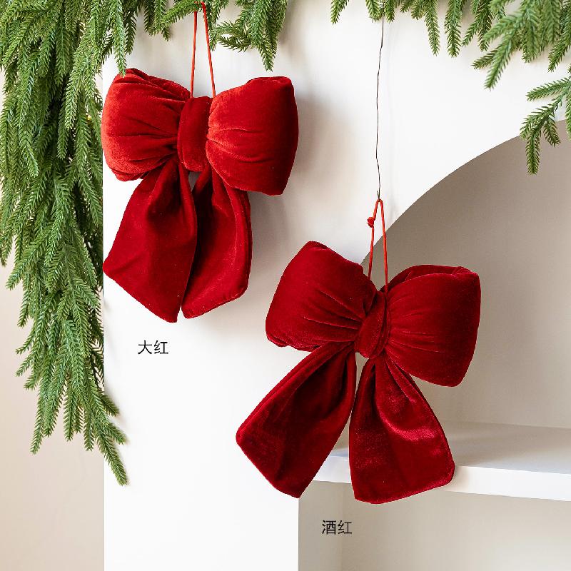 Trang Trí Noel Nơ đỏ nhung trang trí Giáng Sinh, phụ kiện cây thông Noel, decor cửa hàng, trung tâm thương mại không khí Noel