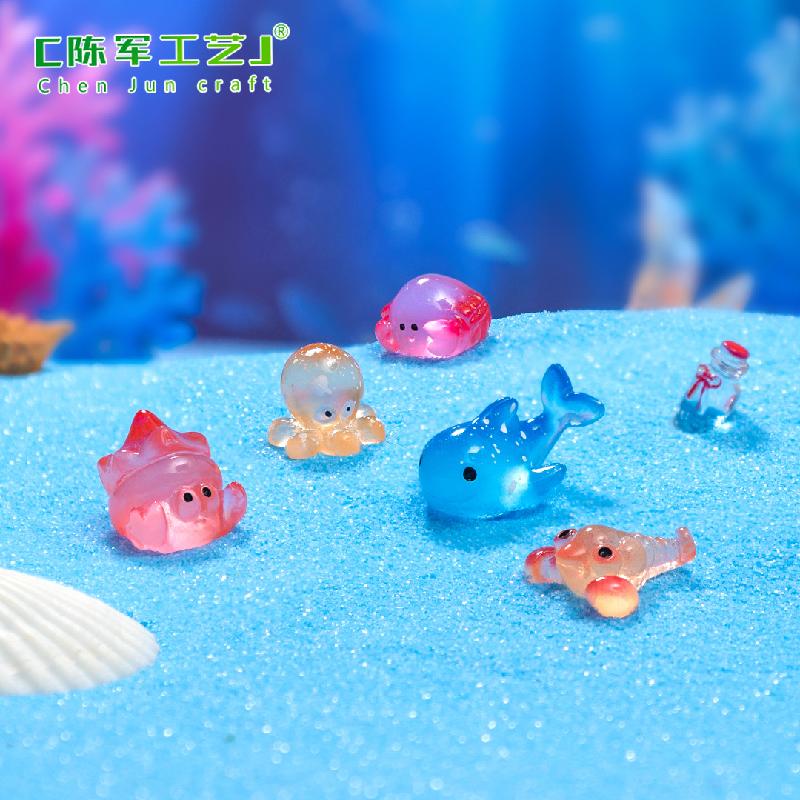 Phụ Kiện Tiểu Cảnh 微景观创意夜光海洋小章鱼螃蟹海洋造景 DIY装饰品配件迷你小摆件