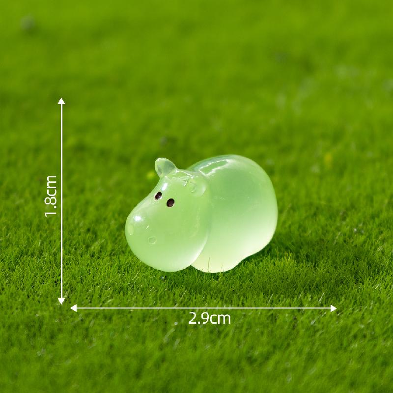 Tiểu cảnh hà mã phát sáng DIY, phụ kiện tiểu cảnh mini resin garden treo bàn cute micro (ZC-1409)
