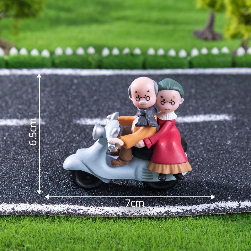 Tiểu cảnh xe máy cổ, đôi uyên ương DIY, búp bê mini, phụ kiện bàn tiểu cảnh sáng tạo (ZC-500)