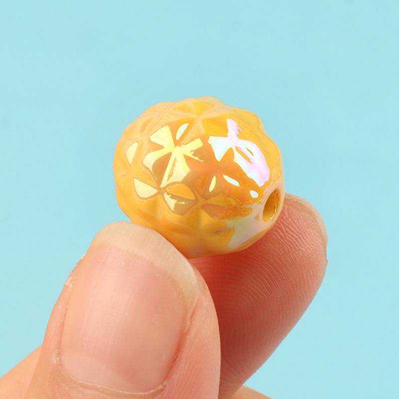 Charm LaBuBu diy饰品配件 uv电镀圆珠子直孔树脂散珠耳饰项链手工串珠材料批发