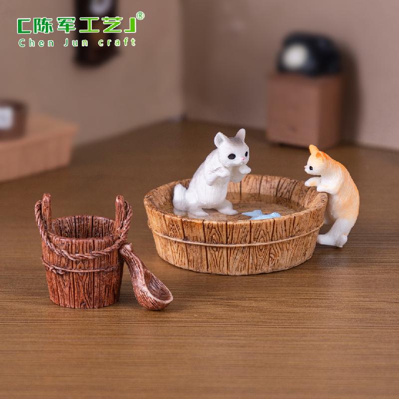 Phụ Kiện Tiểu Cảnh 微景观创意洗浴美人鱼小猫娃屋造景 DIY装饰品配件迷你桌面小摆件