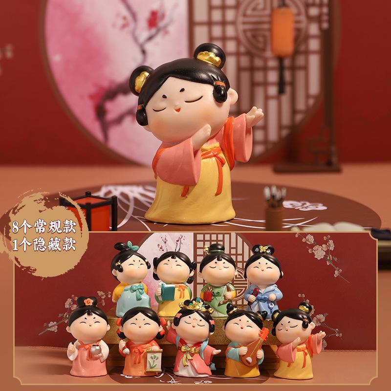 Chậu Cây Resin Mô hình mỹ nữ nhà Đường PVC, đồ chơi blind box, tượng trang trí hoạt hình và đồ sưu tầm (RG-156)