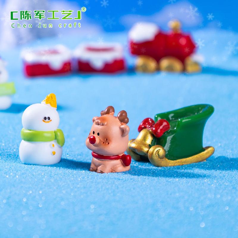 Phụ Kiện Tiểu Cảnh 跨境新品微景观创意雪人麋鹿圣诞节 DIY装饰品配件迷你树脂小摆件