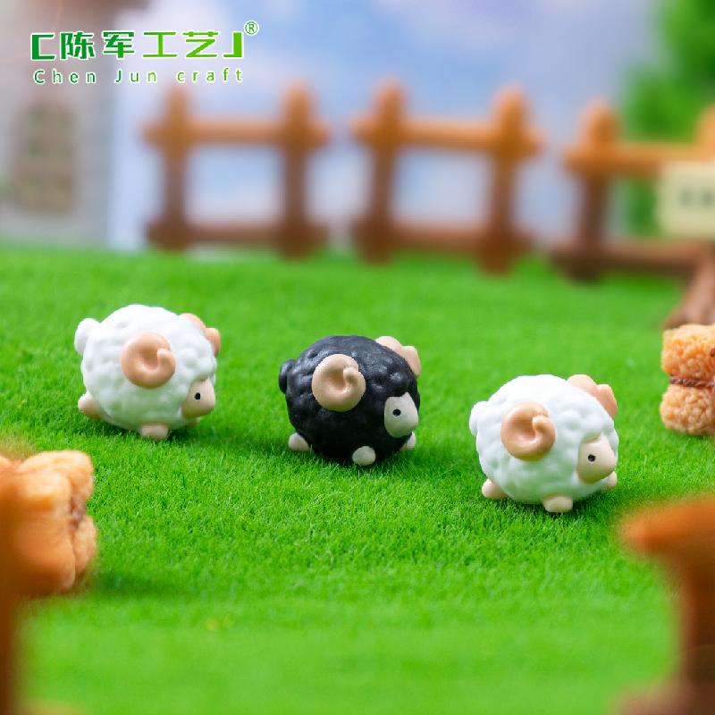 Phụ Kiện Tiểu Cảnh 微景观创意可爱黑白小绵羊愿意造景 DIY装饰品配件迷你微缩小摆件