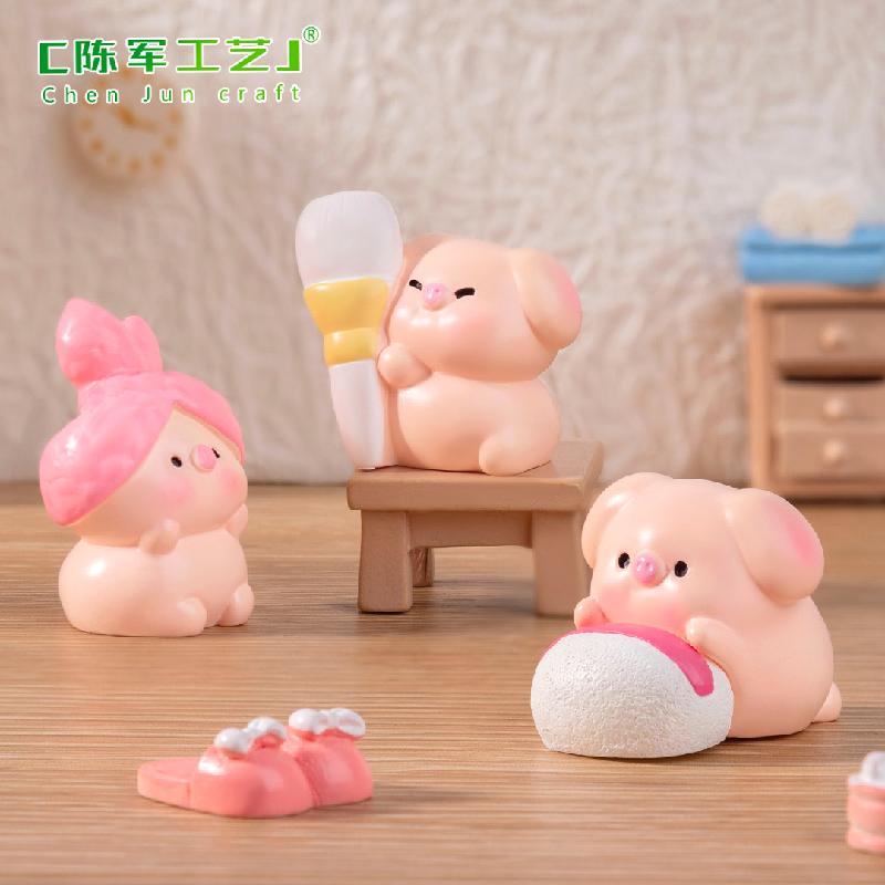Phụ Kiện Tiểu Cảnh 微景观创意化妆小猪公仔娃娃屋 DIY装饰品配件迷你汽车桌面小摆件