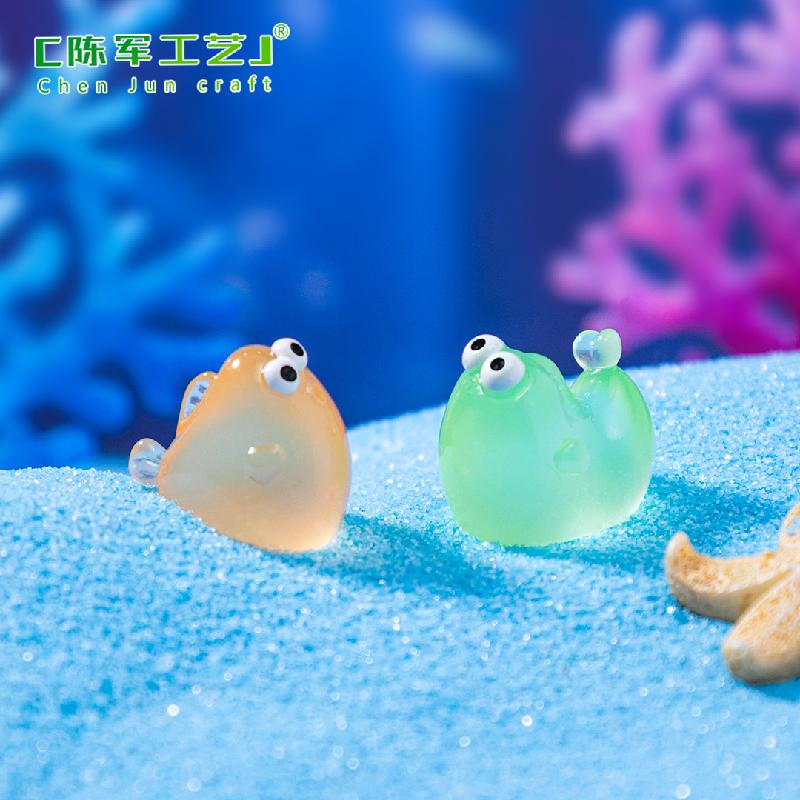 Phụ Kiện Tiểu Cảnh 微景观创意夜光胖胖鱼海洋鱼缸造景造景 DIY装饰品配件迷你小摆件