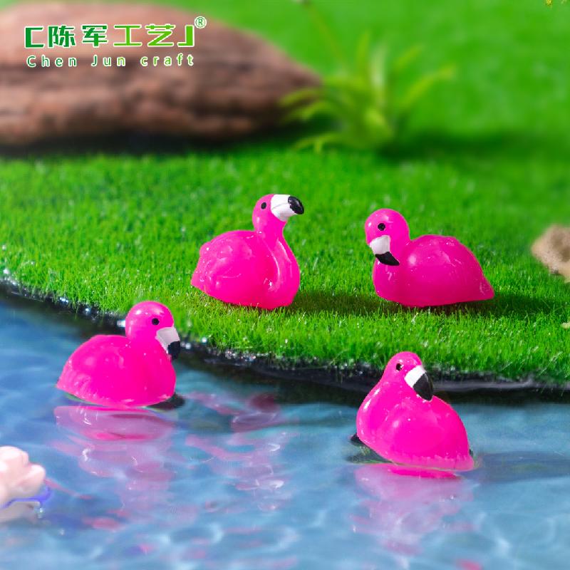 Phụ Kiện Tiểu Cảnh 跨境外贸微景观创意迷你火烈鸟公仔萌粒 DIY装饰品配件树脂小摆件