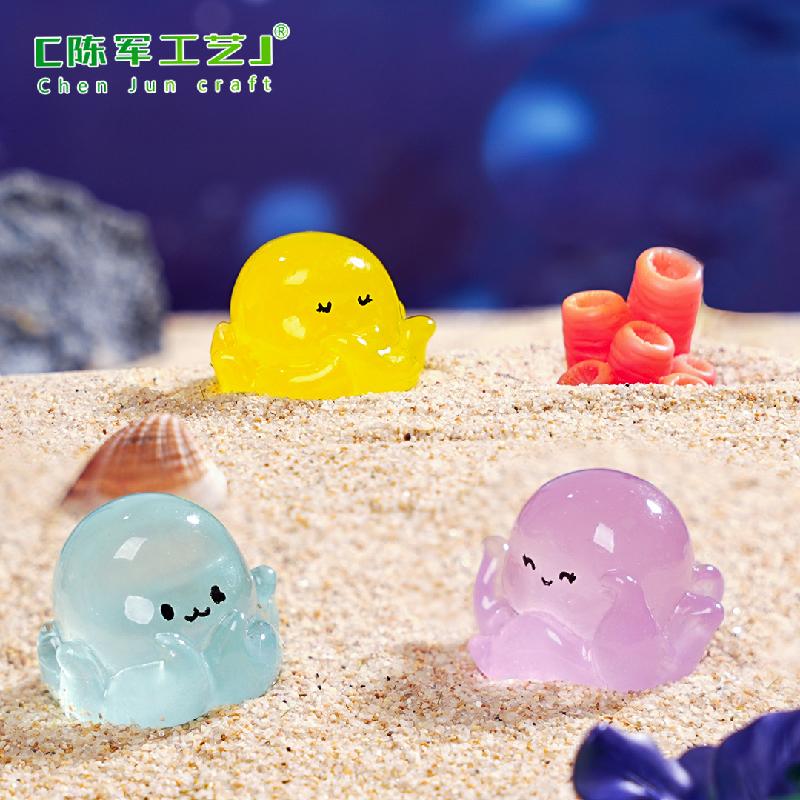 Phụ Kiện Tiểu Cảnh 微景观创意夜光小章鱼鱼缸水族造景 DIY装饰品配件迷你树脂小摆件