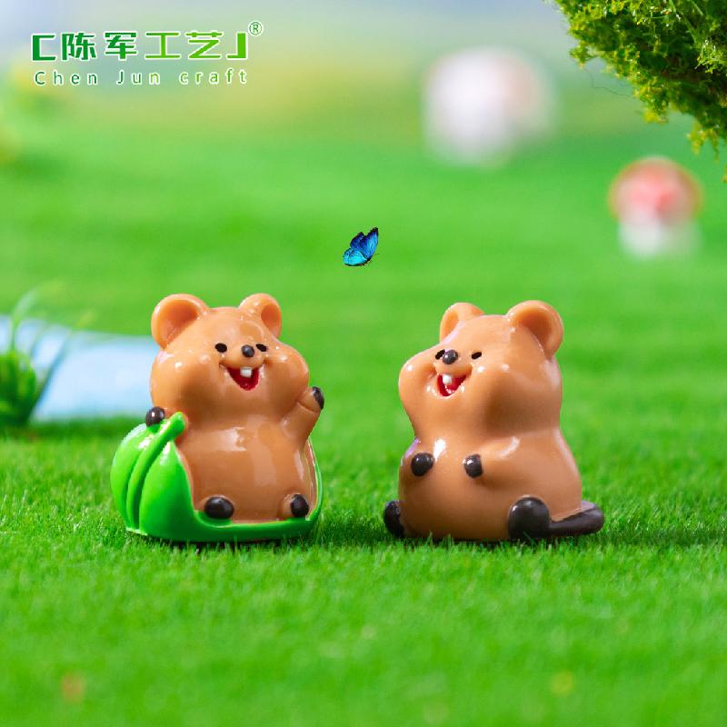 Phụ Kiện Tiểu Cảnh 微景观可爱呆萌矮袋鼠宝宝萌粒 园艺造景DY装饰品配件迷你小摆件