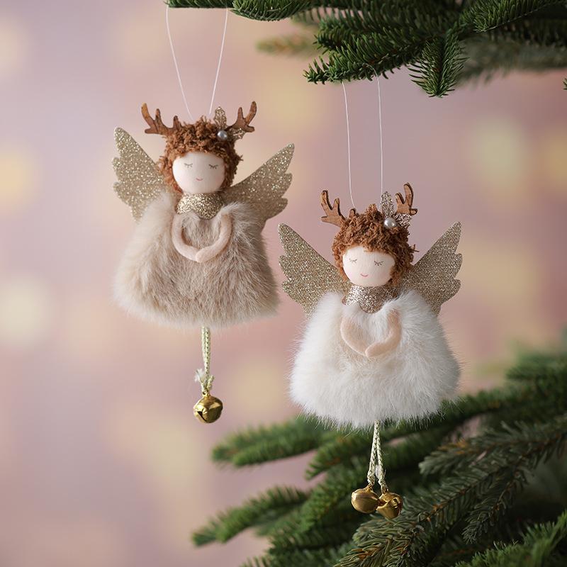 Trang Trí Noel Bé thiên thần lông mềm đội nón nhọn, búp bê Noel treo cây thông, trang trí phòng, quà tặng Giáng Sinh