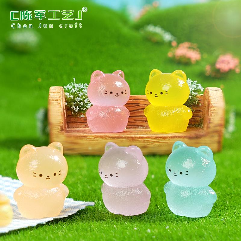 Phụ Kiện Tiểu Cảnh 微景观创意夜光猫猫萌粒公仔园艺造景 DIY装饰品挂配件迷你小摆件