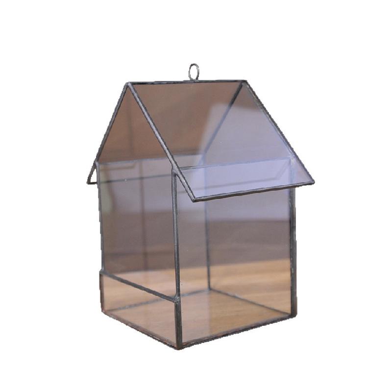 Nhà kính đa giác hình nhà, chậu cây mini (DG-62)