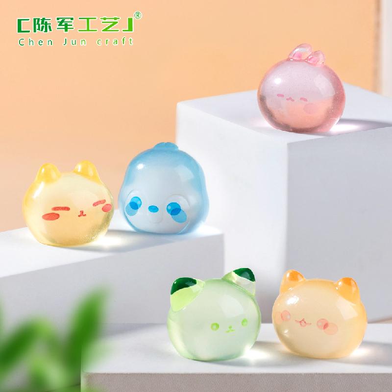 Phụ Kiện Tiểu Cảnh 跨境新品微景观创意夜光小猫兔子动物头 DIY装饰品配件迷你小摆件
