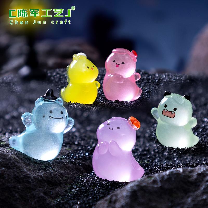 Phụ Kiện Tiểu Cảnh 跨境新品微景观创意夜光小幽灵万圣节造景 DIY装饰配件迷你小摆件