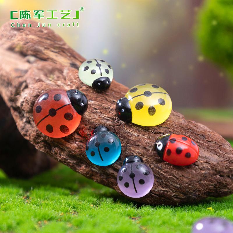 Phụ Kiện Tiểu Cảnh 跨境新品微景观创意夜光七星瓢虫园艺造景 DIY装饰配件迷你小摆件