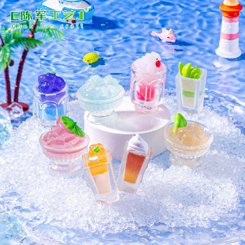 Phụ Kiện Tiểu Cảnh 微景观创意仿真夜光夏日冰饮食玩 DIY装饰品挂配件迷你桌面小摆件