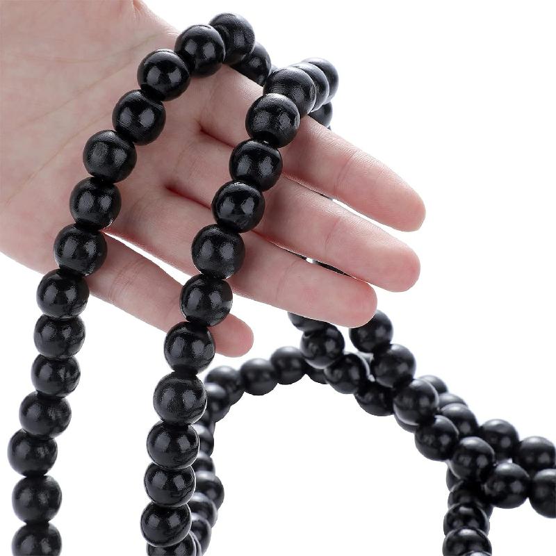 Trang Trí Noel Chuỗi hạt gỗ 16 feet phong cách nông trại, vòng hoa treo tường, trang trí cây thông Noel cổ điển ấm cúng