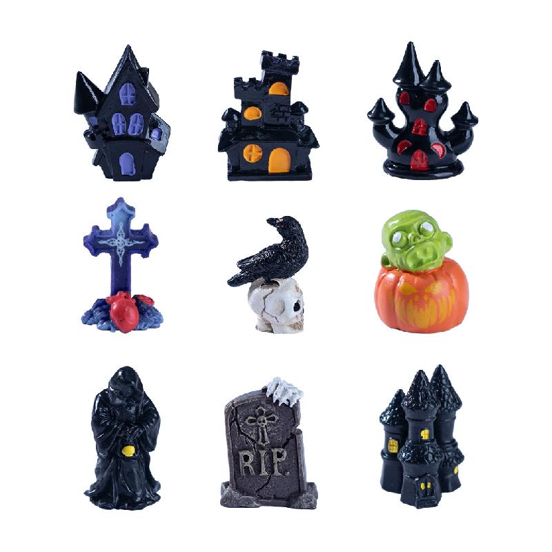 Tiểu cảnh lâu đài, bí ngô Halloween, DIY, phụ kiện bàn mini tiểu cảnh sáng tạo (ZC-152)