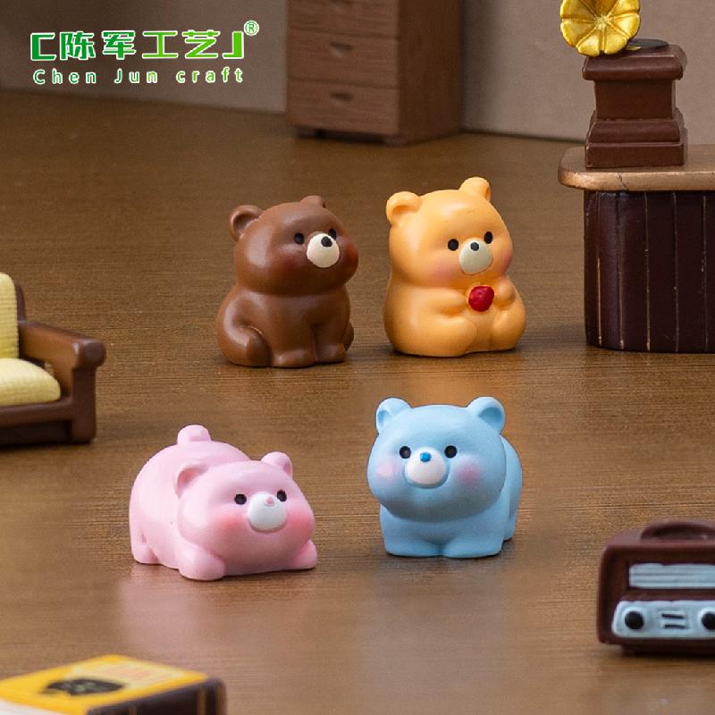 Phụ Kiện Tiểu Cảnh 微景观创意萌萌小熊公仔萌粒娃娃屋 DIY装饰品配件迷你车载小摆件