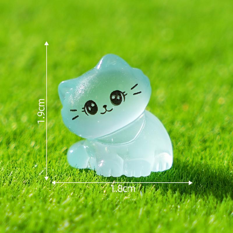 Tiểu cảnh mèo con nghiêng đầu phát sáng DIY, phụ kiện sân vườn tiểu cảnh mini (ZC-751)
