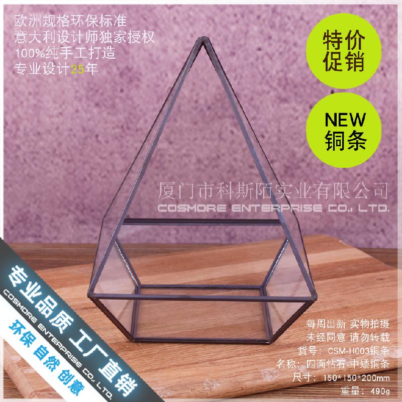 Chậu Đa Giác Nhà kính kim cương 4 mặt, tiểu cảnh rêu (DG-74)