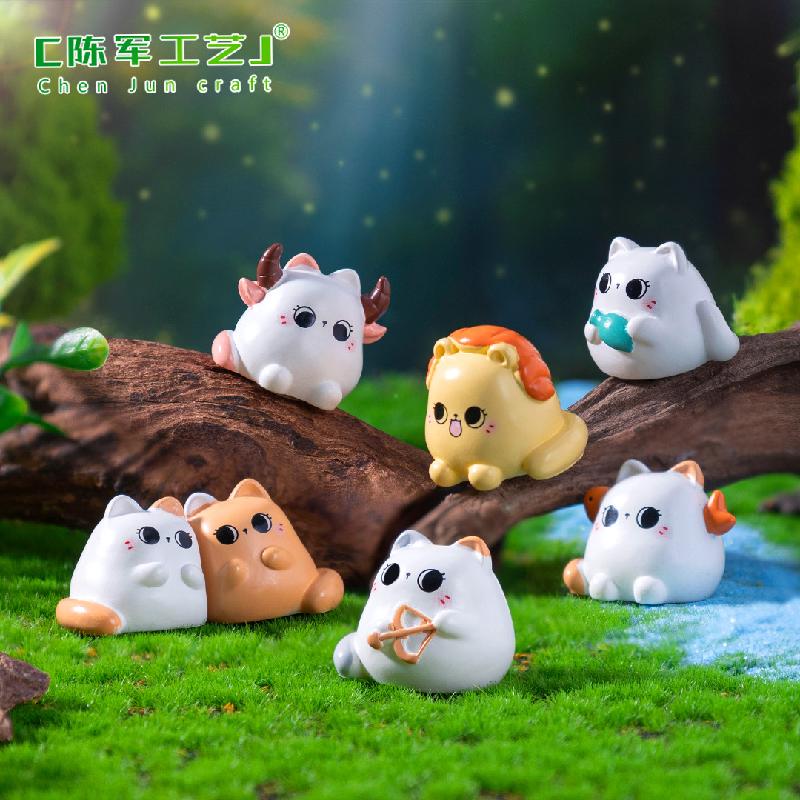 Phụ Kiện Tiểu Cảnh 微景观创意十二星座猫猫萌粒公仔园艺造景 DIY装饰配件迷你小摆件