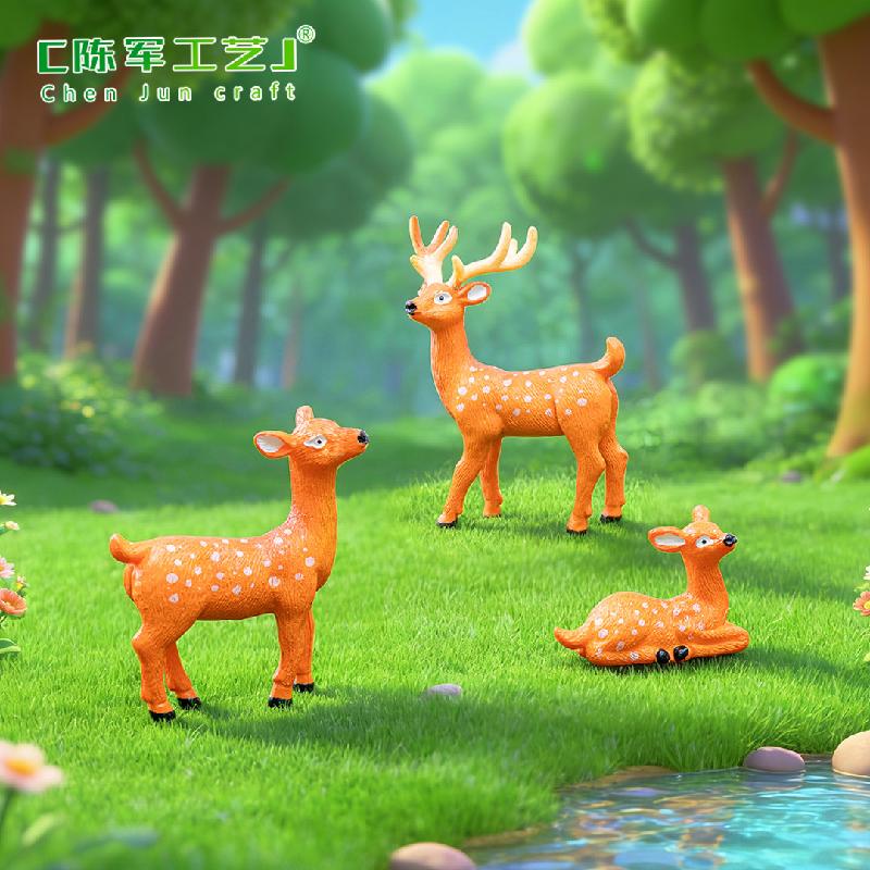 Tiểu cảnh gia đình hươu, phụ kiện trang trí cây cảnh mini (ZC-98)