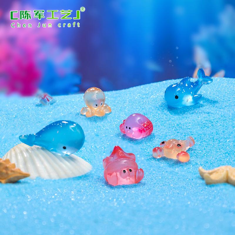 Phụ Kiện Tiểu Cảnh 微景观创意夜光海洋小章鱼螃蟹海洋造景 DIY装饰品配件迷你小摆件