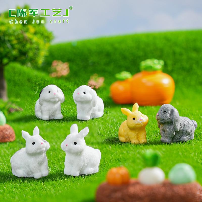 Phụ Kiện Tiểu Cảnh 苔藓微景观创意可爱兔子园艺造景 DIY装饰配件迷你车载桌面小摆件