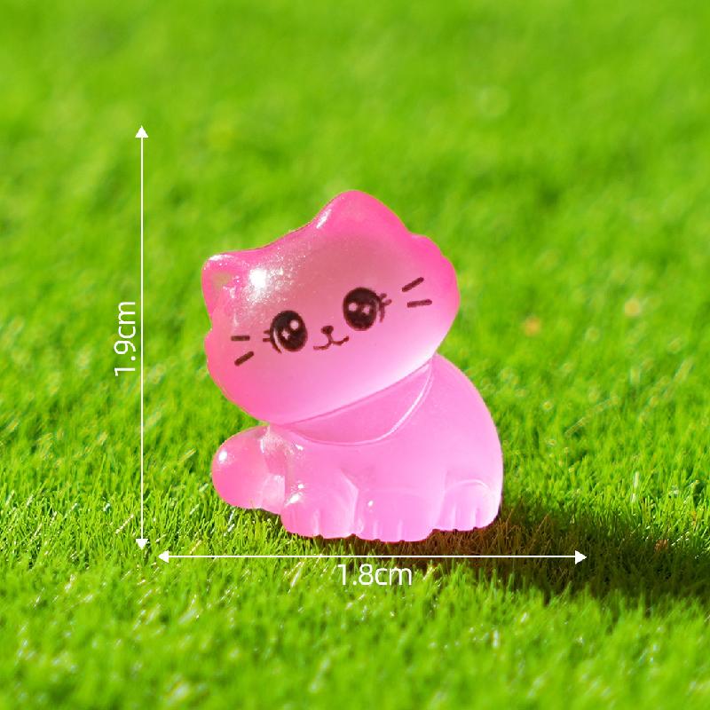 Tiểu cảnh mèo con nghiêng đầu phát sáng DIY, phụ kiện sân vườn tiểu cảnh mini (ZC-751)