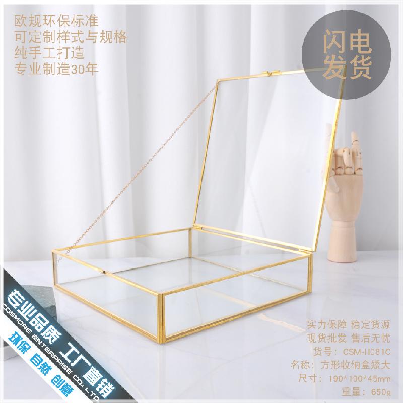 Chậu Đa Giác DG-55 Hộp gỗ vàng làm đẹp, chống bụi, hộp kính hoa bền đời