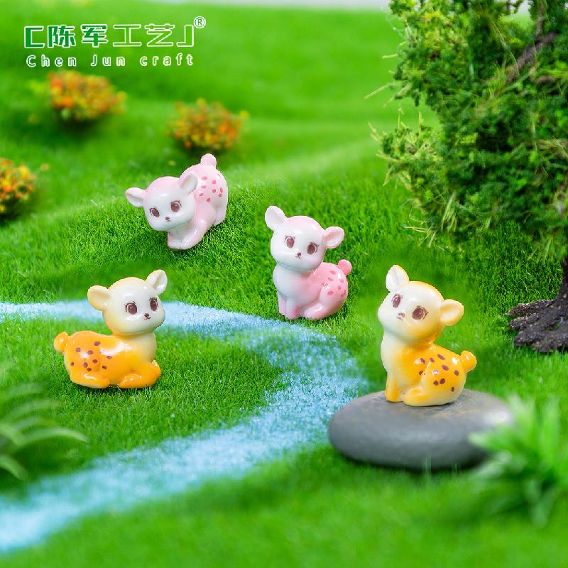 Phụ Kiện Tiểu Cảnh 微景观创意如意鹿鹿公仔园艺造景 DIY装饰品挂配件迷你树脂小摆件