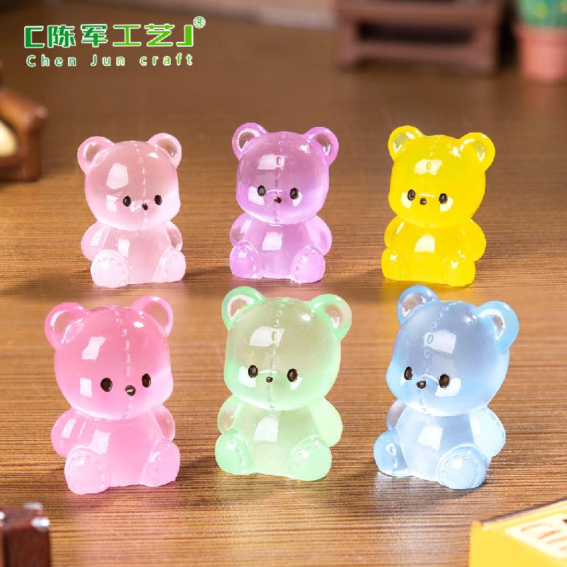 Phụ Kiện Tiểu Cảnh 微景观创意夜光小泰迪公仔娃娃屋 DIY装饰品挂配件迷你树脂小摆件