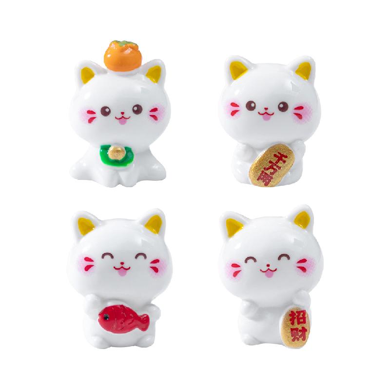 微景观创意新年招财小猫公仔萌粒 DIY装饰品挂配件迷你桌面小摆件