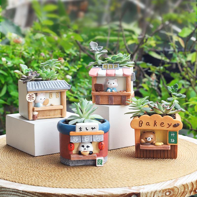 Chậu Cây Resin Chậu cây mọng nước hình thỏ resin, chậu mini trang trí bàn, ban công, tiểu cảnh DIY (RG-47)
