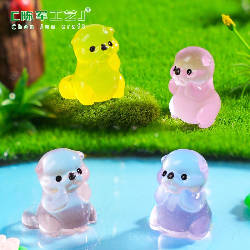 Phụ Kiện Tiểu Cảnh 微景观创意夜光小海獭动物鱼缸造景 DIY装饰品配件迷你生态瓶小摆