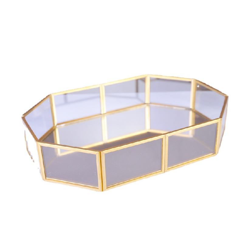 Khay kính 8 mặt vintage, khay đựng đồ trang điểm (DG-103)