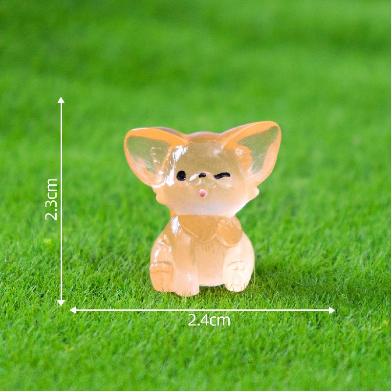 Tiểu cảnh cáo tai lớn phát sáng DIY, phụ kiện tiểu cảnh mini garden resin treo bàn cute (ZC-1423)