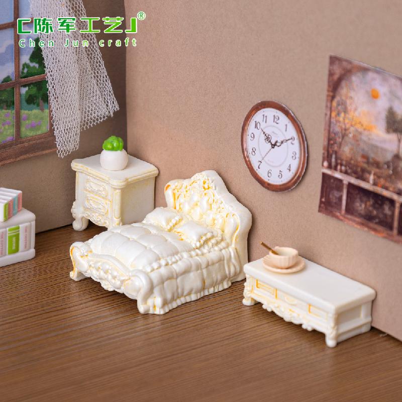 Phụ Kiện Tiểu Cảnh 微景观巴洛克家具沙发床微缩模型娃娃屋 DIY装饰品配件迷你小摆件