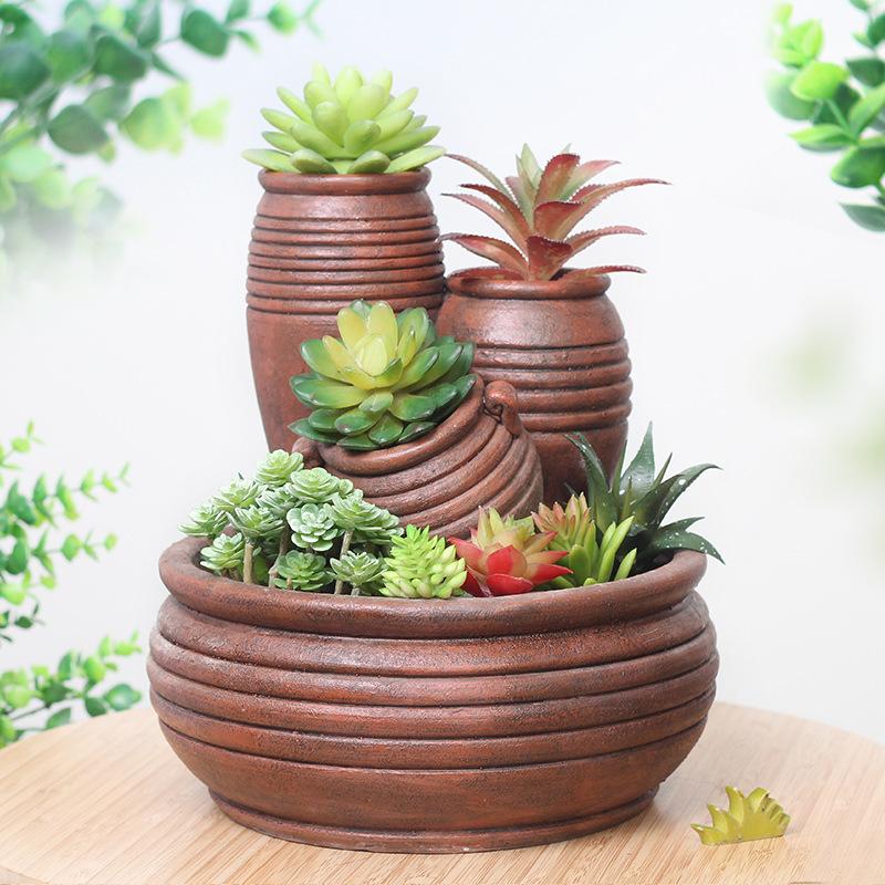 Chậu Cây Resin Chậu cây resin giả chum đất nung, chậu mọng nước mini, trang trí ban công và tiểu cảnh (RG-257)