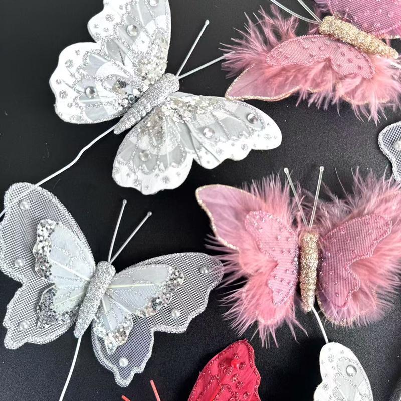 Trang Trí Noel Trang trí Noel cao cấp Peacetime hình bướm, phụ kiện sang trọng cho cây thông Noel, không gian Noel lộng lẫy