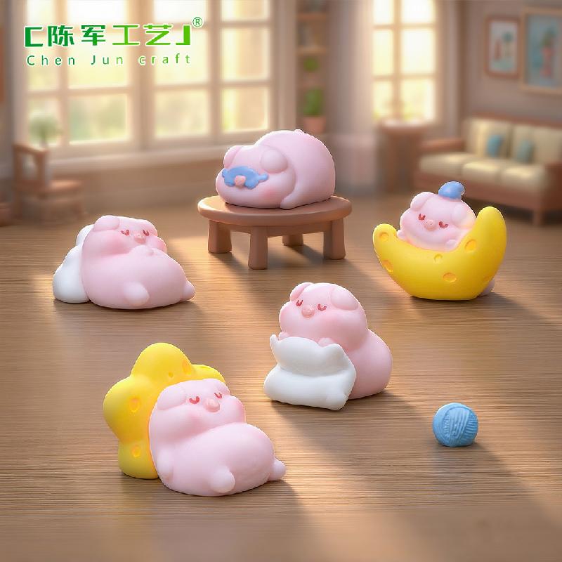 Phụ Kiện Tiểu Cảnh 微景观创意可爱猪猪公仔萌粒 DIY装饰品挂配件迷你车载桌面小摆件