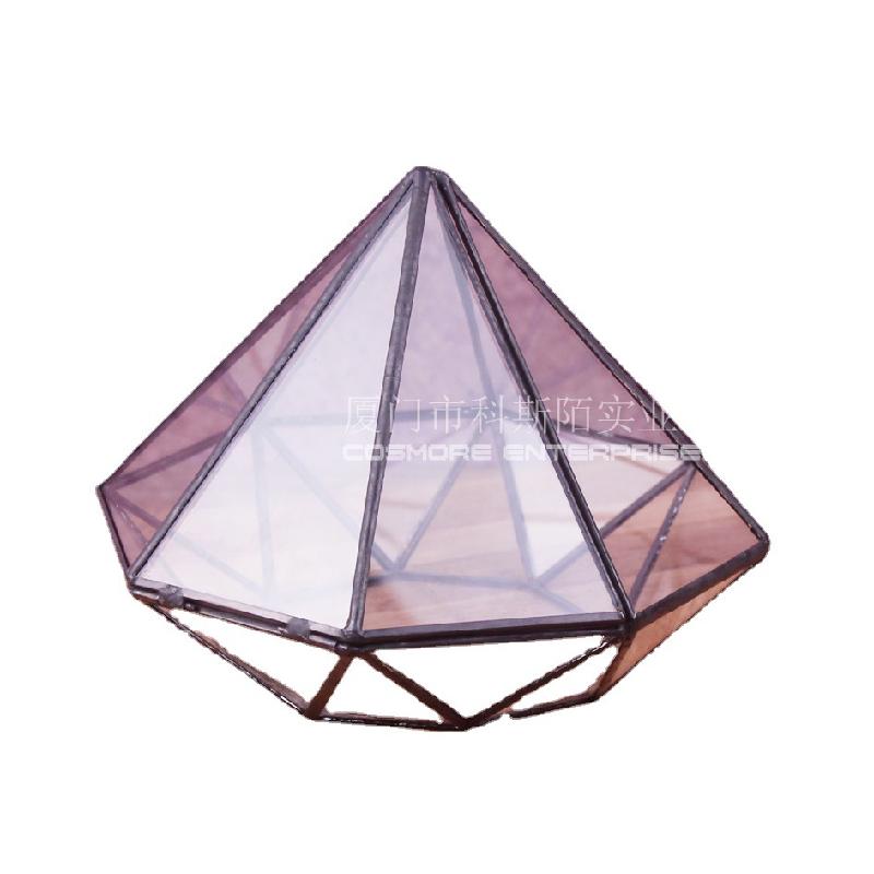 Chậu Đa Giác DG-228 Bảng đá kim cương có ba cửa kính, hoa thịnh vượng, thảo mạch, ly nhỏ cảnh quan, bình trong suốt, ý tưởng đa rễ cảnh